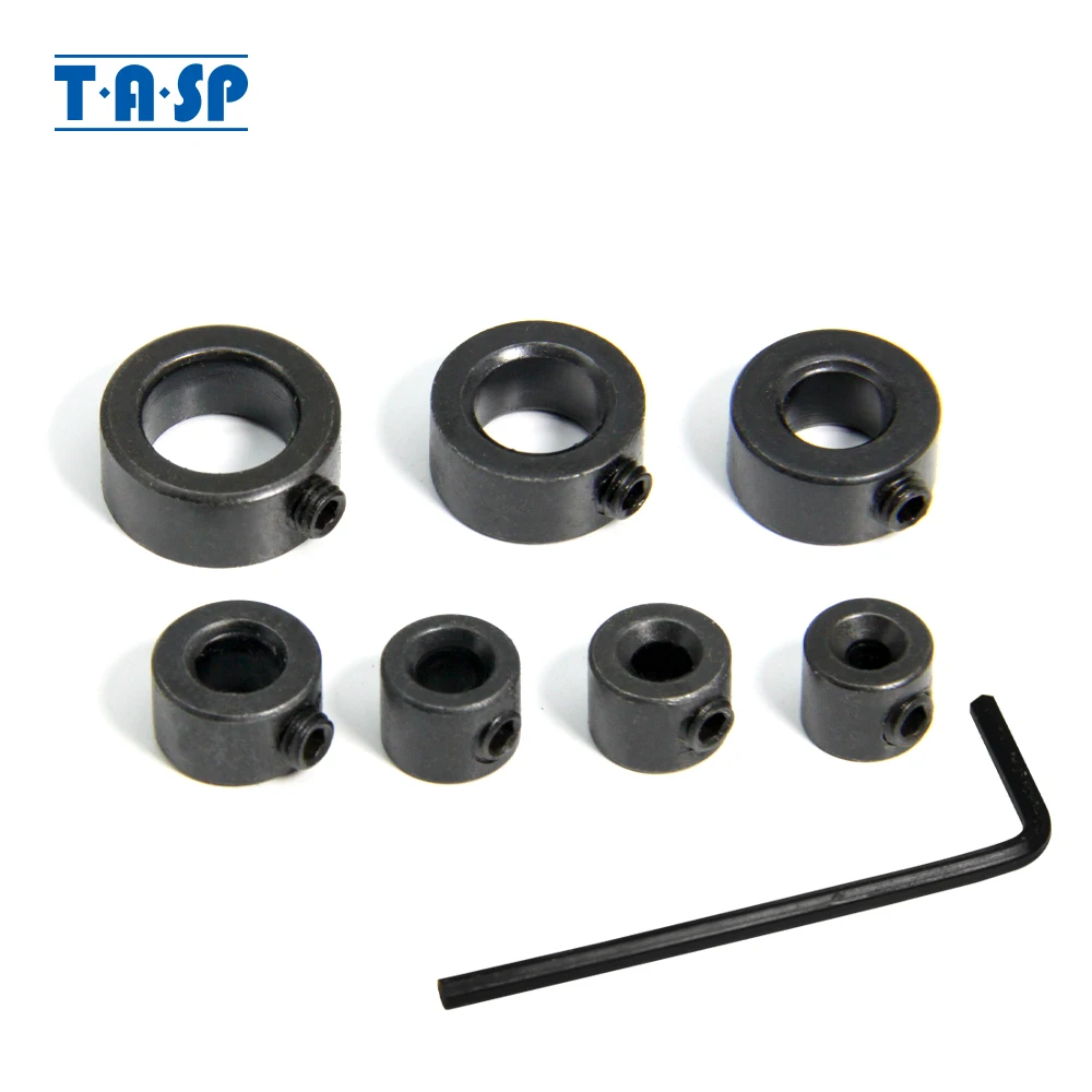 TASP 7pcs 3-12mm Drill Locator Wood Drill Bit Depth Stop Collar Ring Positioner Set Woodworking Tools With Hex Wrench