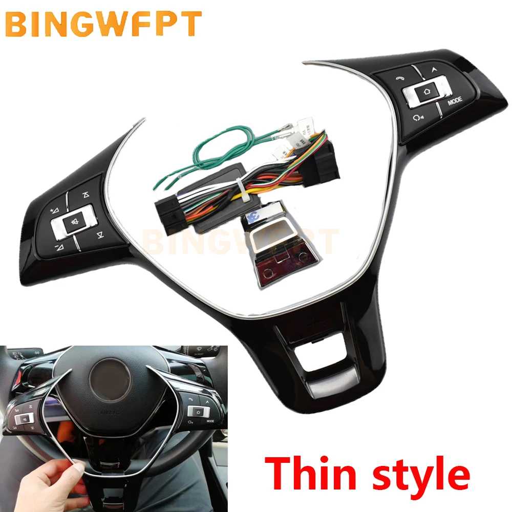 Steering Wheel Trim Cover Multifunction Steering Wheel Control Button Switch For VW