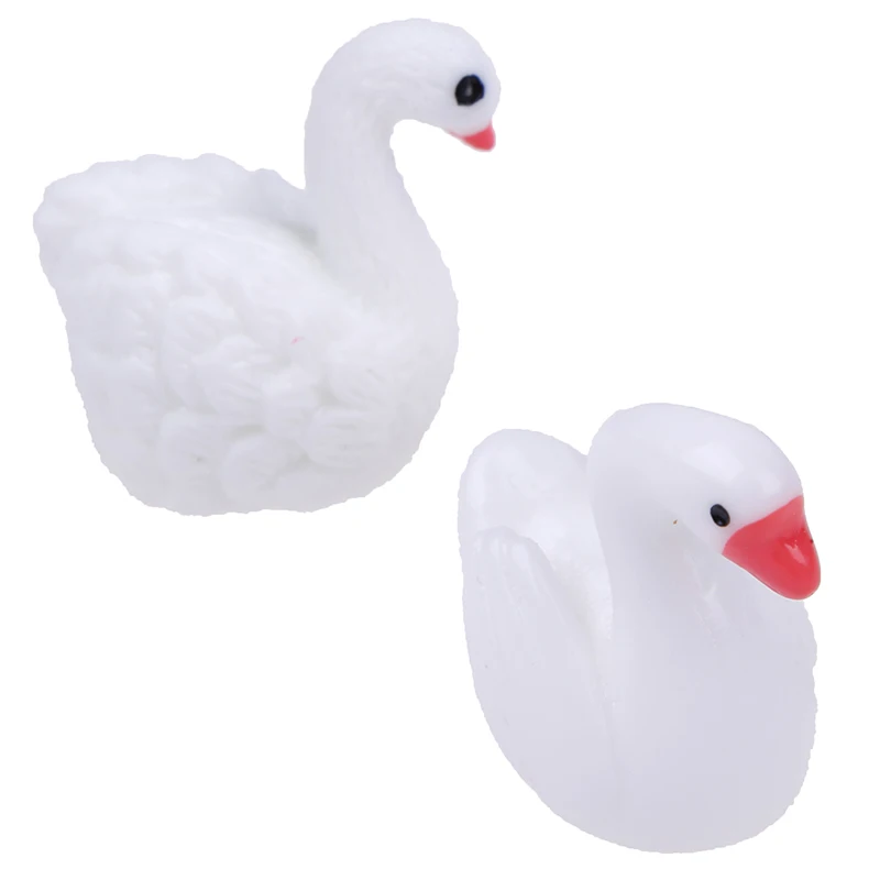 2pcs/set Cute Cartoon Mini Swan For Micro Landscape Microland Action Figures Kids Toys Garden Christmas Decorations | Дом и сад