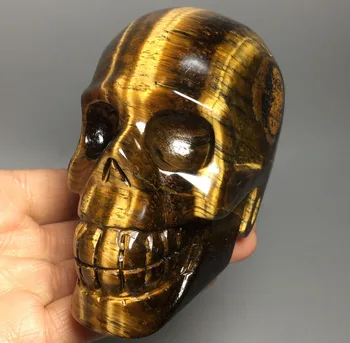 

568g NATURAL tiger's eye stone Skull quartz crystals healing