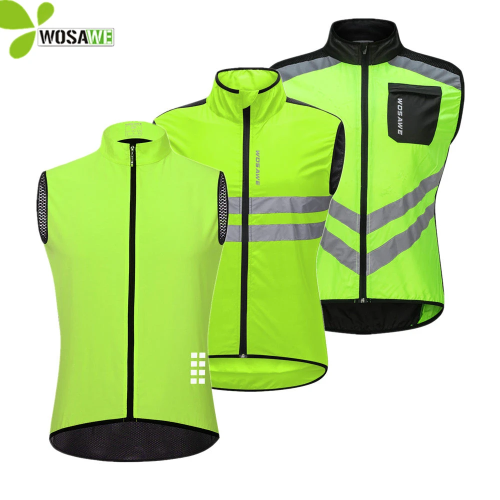 Wosawe Reflective Cycling Vests Men Sleeveless Sports Ciclismo Jerseys