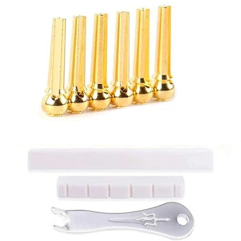 

Acoustic Guitar Bridge Pins, Bovine Bone Guitar Bone Bridge Saddle&Nut, Metal Guitar Bridge Pins Puller Guitar DIY Replacement P