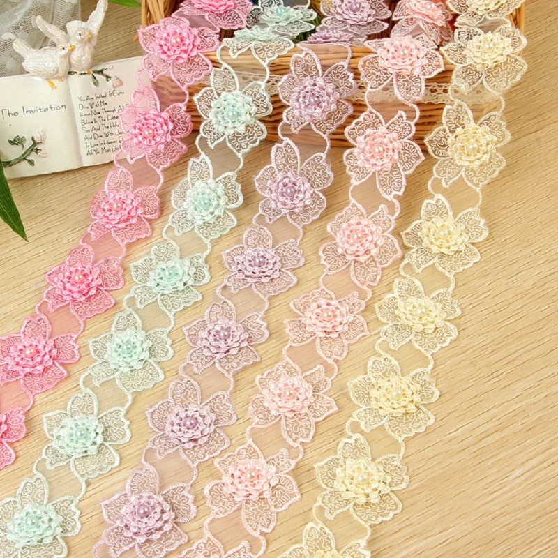 5 Yards Flower Organza Lace For Dress Ribbon Trim Knitting Wedding Embroidered DIY Patchwork Sewing Supplies Craft | Дом и сад