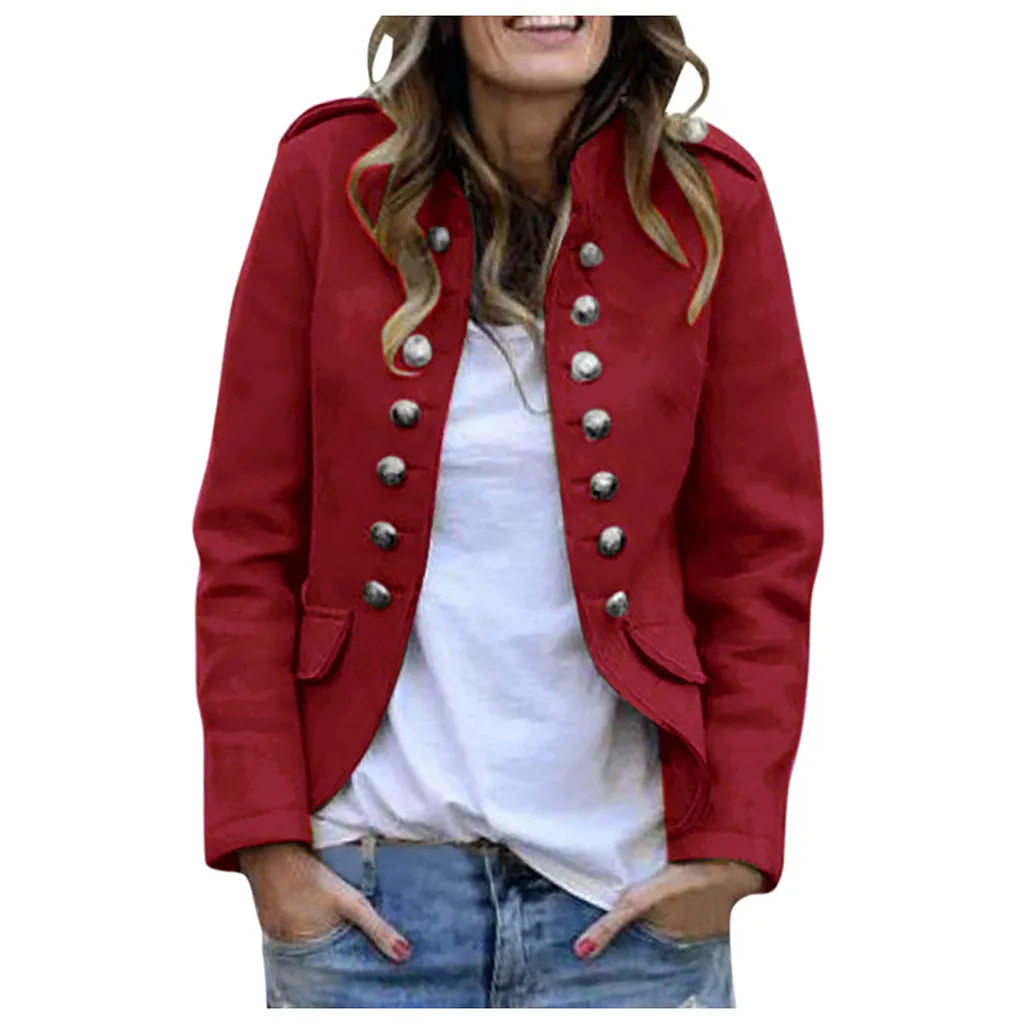 Зимние женские блейзеры, новинка, модная весенняя Осенняя Повседневная куртка для женщин, офисный Женский приталенный костюм на пуговицах, деловой Блейзер, пальто - Color: Wine Red