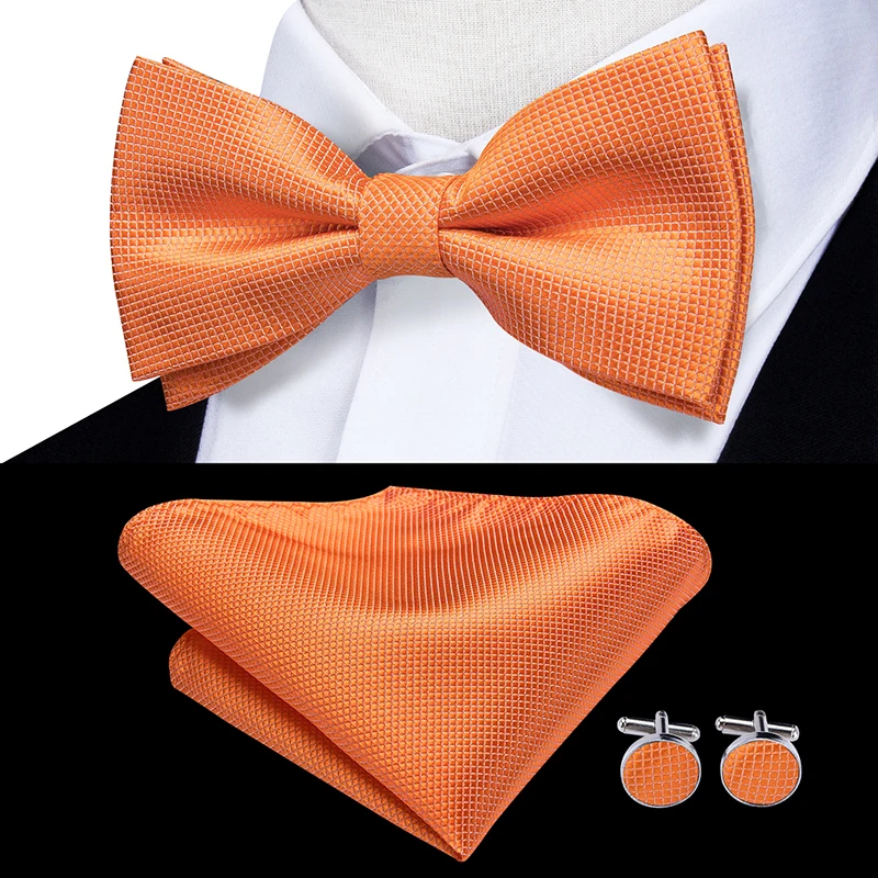 LH-0517 LH-738 Hi-Tie роскошные золотые шелковые галстуки для мужчин модные свадебные вечерние золотые бантики платок запонки набор мужские галстуки - Цвет: LH-0517