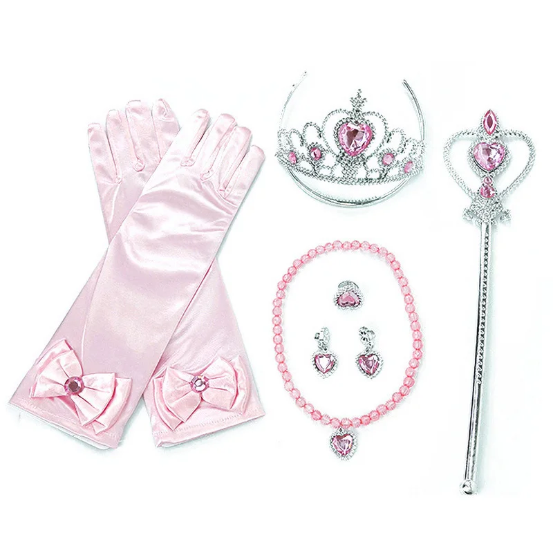 Little Girls Elsa White Wig Kids Halloween Cosplay Anna Rapunzel Crown Wand Braid Princess Accessories Chidren's Birthday Gift 9