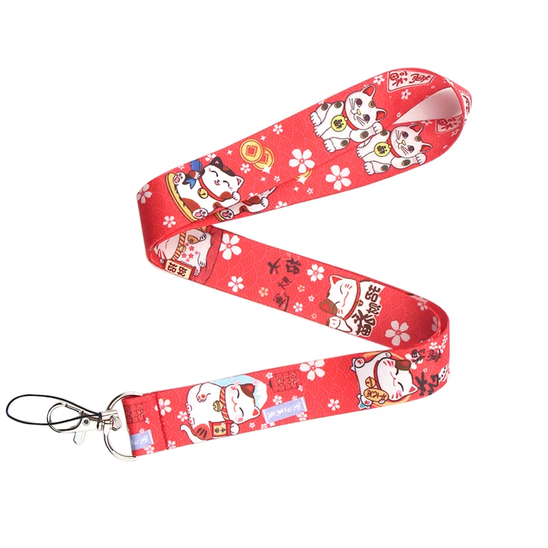 

CA236 Wholesale 20pcs/lot Lucky Cat Lanyard Phone Rope Keychains Phone Lanyard for Keys ID Card Lanyards Neck Straps Key Rings