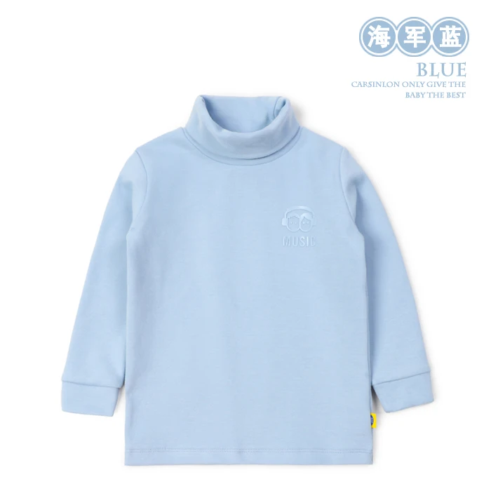 Коллекция года, новые детские футболки на осень-зиму однотонный топ с высоким воротом и длинным рукавом для мальчиков и девочек, хлопковый детский джемпер с высоким воротником - Цвет: Blue