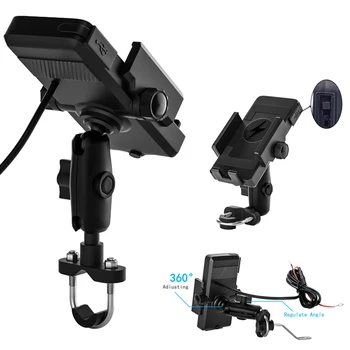 

12V-120V Motorcycle Wireless Charging Phone Holder Handlebar Mirror Bracket Intelligent Fast Charger Stand GPS Mount