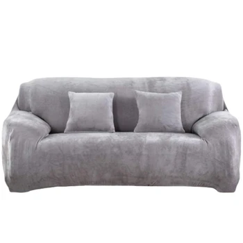 

Best Hick Sofa Covers 3 Seater Pure Color Sofa Protector Velvet Easy Fit Elastic Fabric Stretch Couch Slipcover (Silver Grey, 3