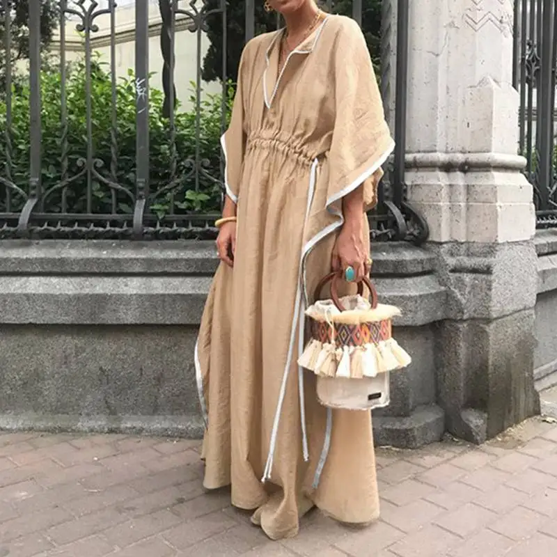 VONDA, винтажное платье, женское, половина рукава, свободное, Vestidos, весна-лето, вечерние платья, женское пляжное платье, сарафан размера плюс