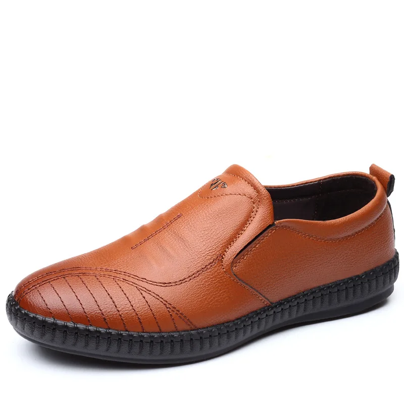 

2019 New Style Casual Business Leather Shoes MEN'S SHOES Breathable Men Moccosins Social Boy Black And White with Pattern Shoes