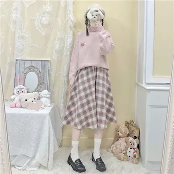 K-pop Baby Blue $ Pink Sweater & Pleated Skirt 2 PCs Set  4