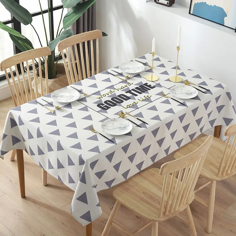 Christmas Tablecloth Nordic Simple Cotton and Linen Table Cloth Rectangular Waterproof and Oil-proof Table Cover for Wedding - Color: 16