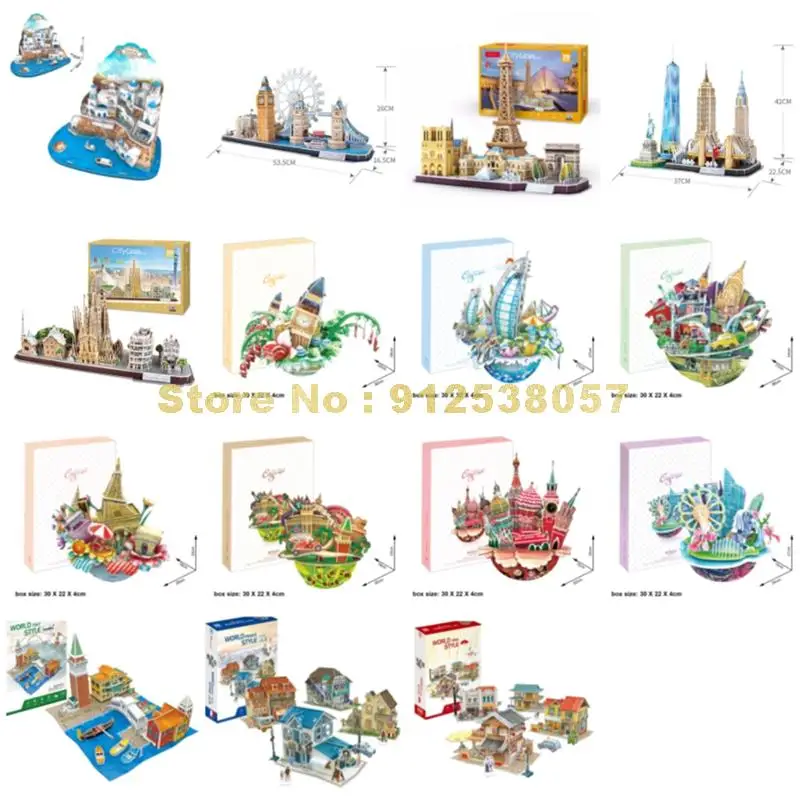 City Line Silhouette Barcelona New York Paris London Santorini Dubai Las Vegas Moscow 3d Paper Puzzle Toy | Игрушки и хобби