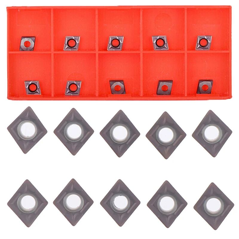 

10PCS CCMT060204 Carbide Inserts CCMT0602 For Lathe Turning Tool Holders