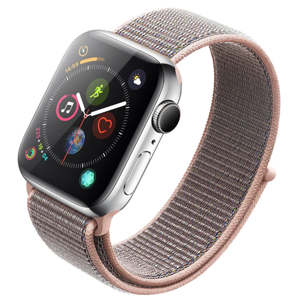 Нейлоновый ремешок для часов для Apple Watch Series 3 2 1 38 мм 42 мм мягкая дышащая Замена Спортивная петля для Iwatch Series 4 5 44 мм 40 мм