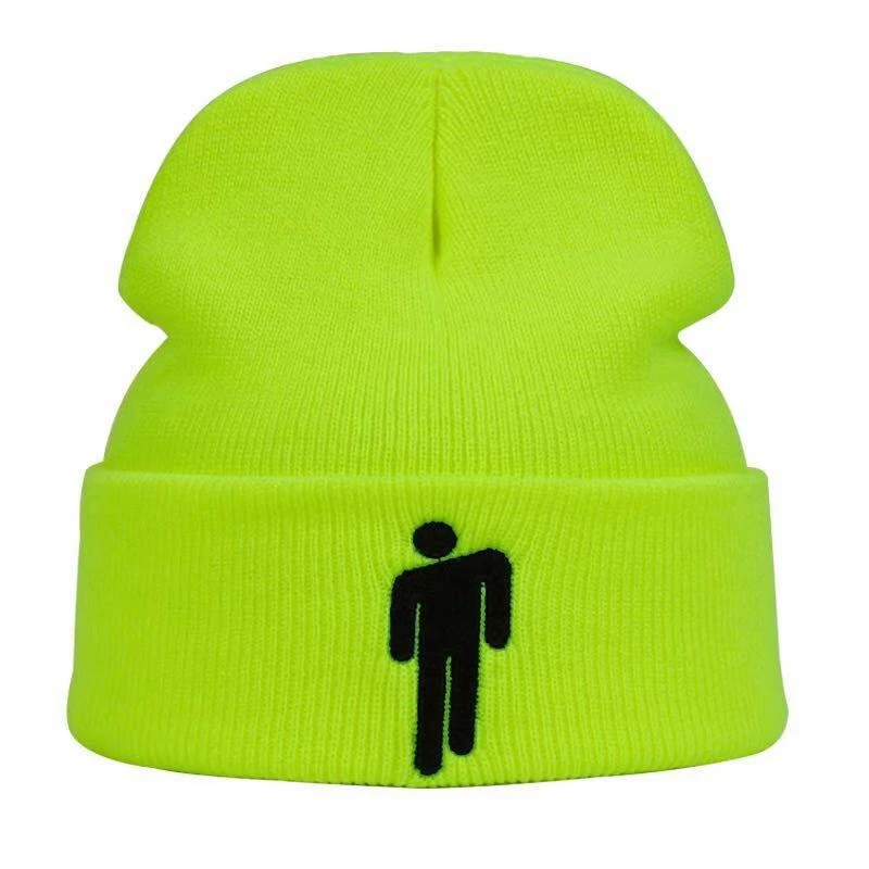 fluorescent yellow NXYY Billie Eilish Beanie, 4 цвета, женская зимняя шапка на каждый день, простая вязанная шапка в стиле хип-хоп, теплые шапки для девочек, Homme Gorras Mujer - Цвет: fluorescent yellow