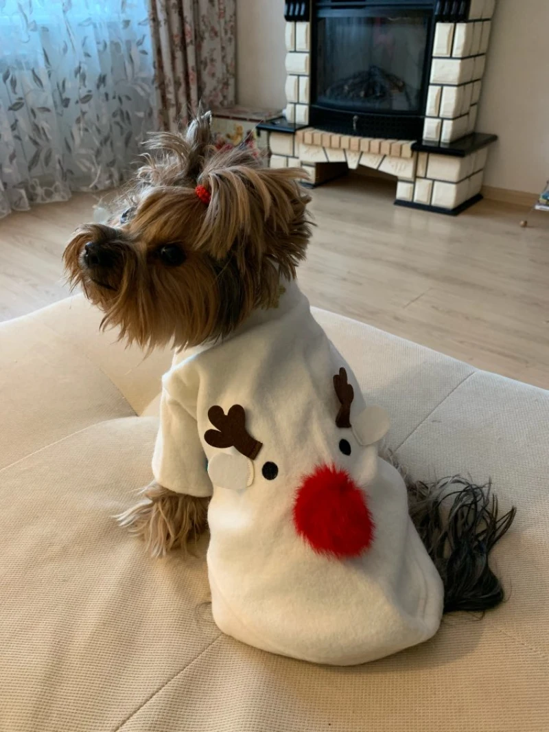 Pet Clothes Dog Winter Warm Cotton Woolen Elk Pattern Full Body Button Christmas Clothes Small Middle Dog Teddy Coat Pet Clothes