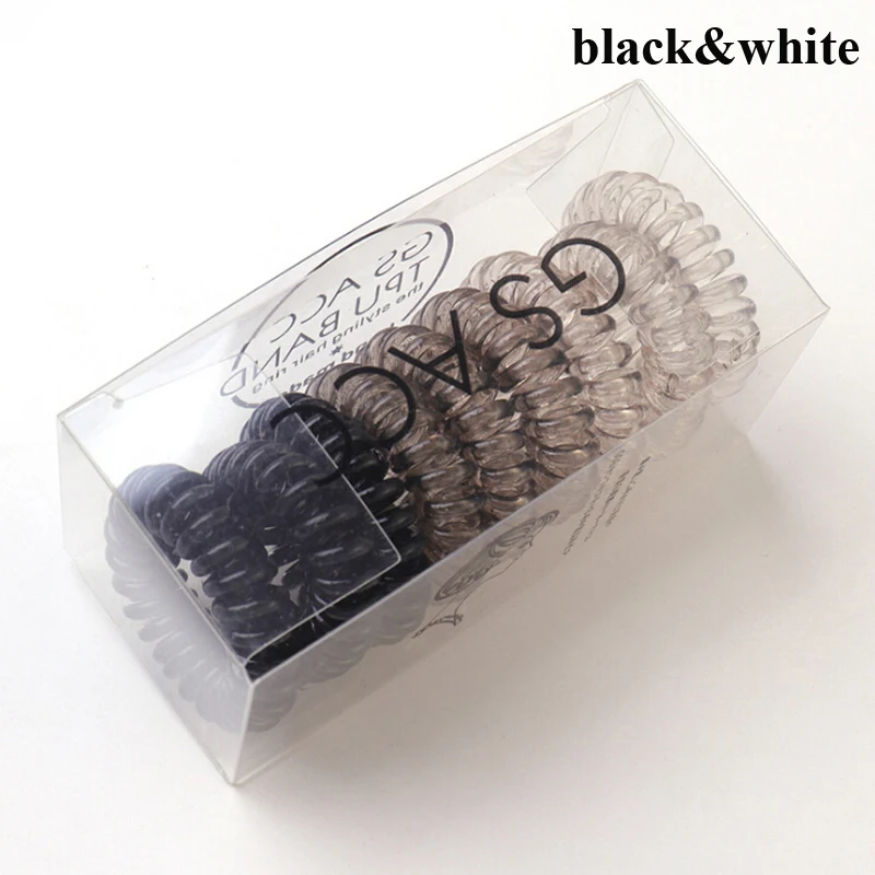 black white 9 шт./кор. Для женщин телефонное кольцо резинки для волос конфеты градиент Цвет Девушки резинкой женские резинки для волос аксессуары для волос - Цвет: black white