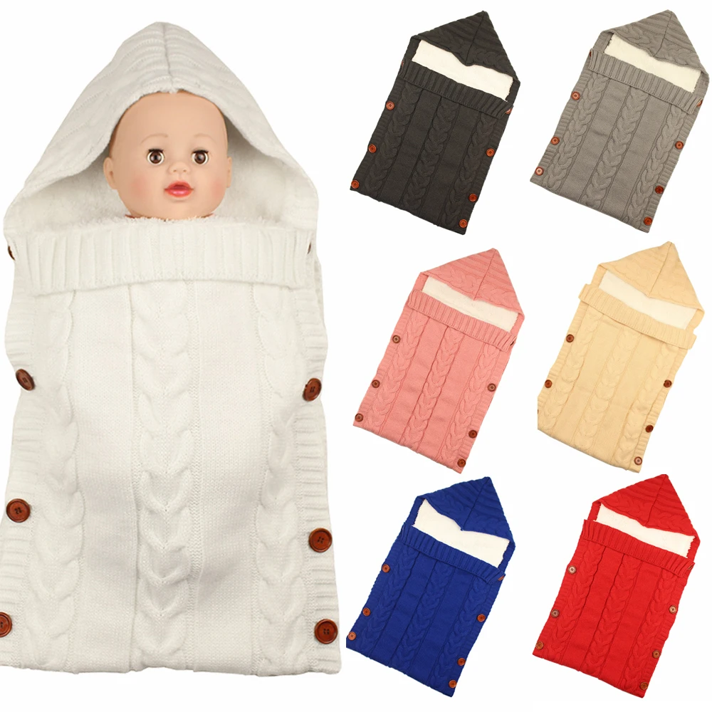 CYSINCOS детский спальный мешок, конверт, зимняя детская муфта для коляски, вязаный спальный мешок для новорожденных, пеленка, Вязаная Шерсть