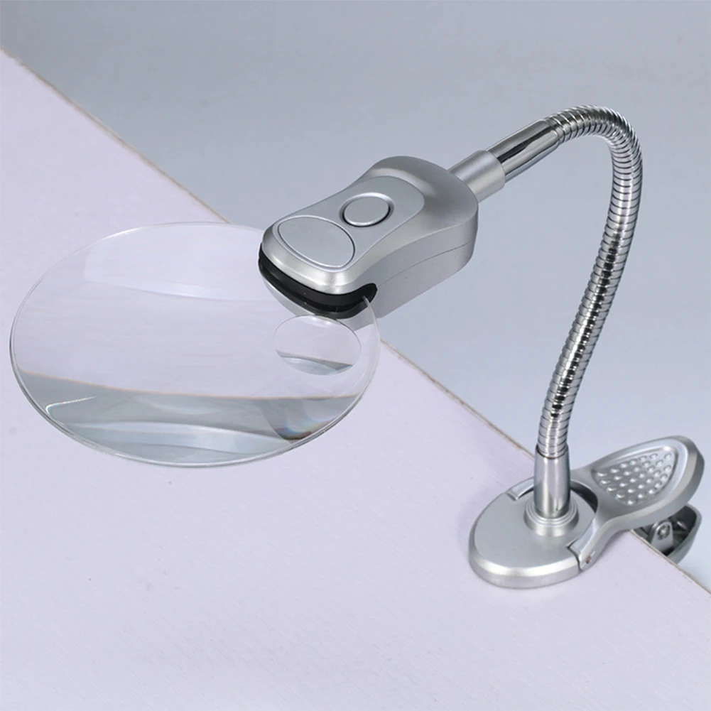 

With Clamp Desktop Clip On LED Lamp Tools Repair Flexible Elder Reading Magnifier Embroidery Metal Hose Magnifying Glass