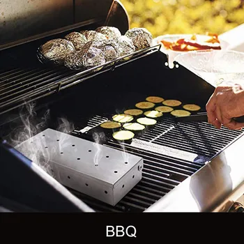 

Washable Foldable Stainless Steel Smoker Box Wood Chips BBQ Smoker Box For Indoor Outdoor Charcoal Meat Smoking Barbecue