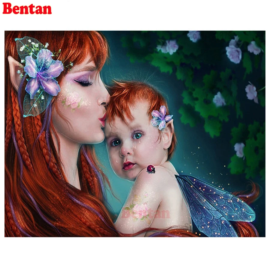 DIY 5d Diamond Painting elves mother and baby cross stitch kits Mosaic Pictures Of Rhinestones Embroidery Hobby Crafts | Дом и сад