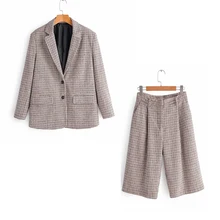 ##Special Price Casual temperament women's pants suit two-piece 2019 autumn and winter new loose plaid jacket blazer Fashion five pants ##Special Price Casual temperament women's pants suit two-piece 2019 autumn and winter new loose plaid jacket blazer Fashion five pants