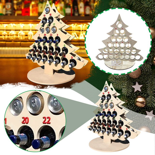 Countdown Wine Rack Wooden Crafts Ornament Storage Rack Wine Holder Desktop Decoration Figurine Kitchen Organizer