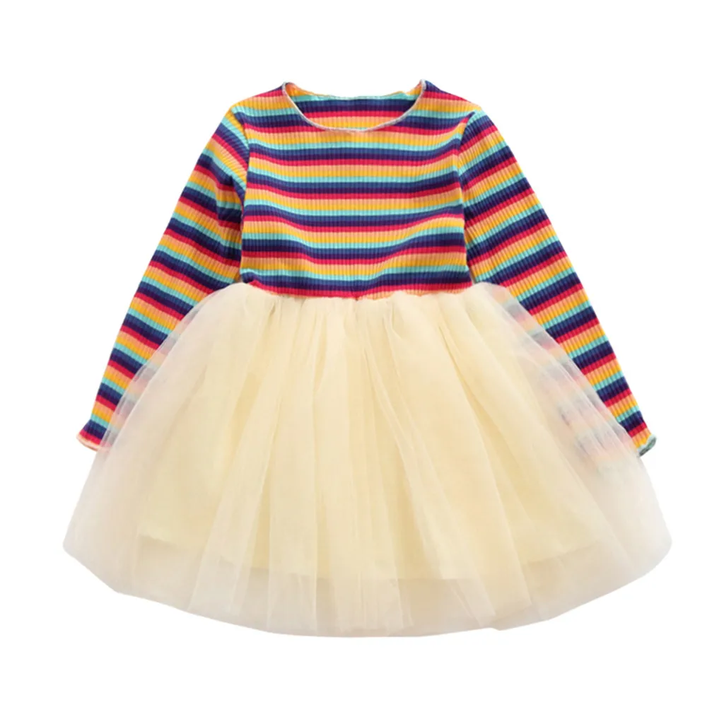 Платье из тюля с длинными рукавами для маленьких девочек vestido infantil/Повседневные Хлопковые Платья принцессы-пачки в полоску детская повседневная одежда для девочек, Халат