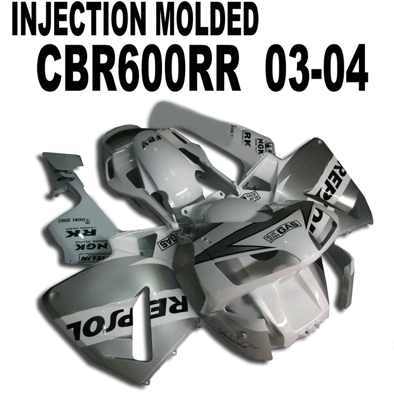 ABS Обтекатели для Honda CBR 600RR 2004 2003 03 0" Mei Qing"(серебряный repsol) впрыска комплекты обтекателей, CBR 600RR AD01