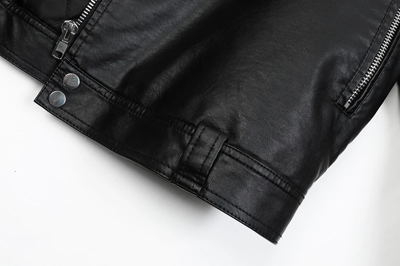 [EAM] Loose Fit Black Zipper Big Size Pu Leather Jacket New Lapel Long Sleeve Women Coat Fashion Tide Autumn Winter 1K557