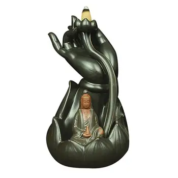 

Bergamot Guanyin Incense Burner Ceramic Buddha Backflow Censer Aroma Stove Backflow Viewing Aromatherapy Burner Decor