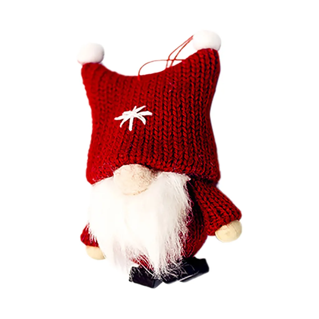 Christmas Pendant Swedish Santa Wool Cute Gnome Doll Christmas Doll Pendant Creative Christmas Tree Decoration For Home#30 - Цвет: Red