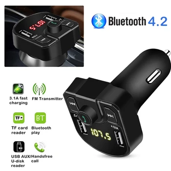 

Car Bluetooth 5.0 FM Transmitter Wireless Handsfree Audio Receiver Auto MP3 Player 2.1A Dual USB Fast Charger Car Accessories