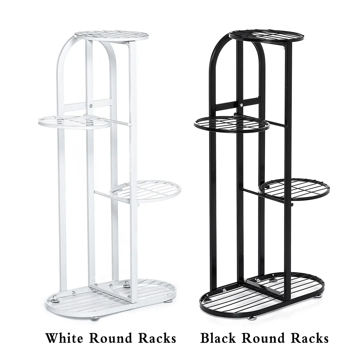 

4-Tiers Iron Art Tree Design Plant Stand Holder Flower Pot Rack Garden Shelf Stand Outdoor Indoor Black White