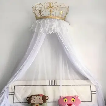 

Palace European style bed curtain frame Crown bed curtain Princess mosquito net wrought iron bedside decorative frame