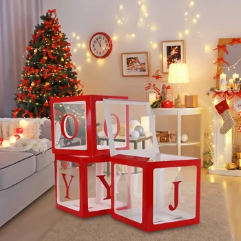 

Letter Transparent Boxes JOY Creative 3pcs Special Party Cube Transparent Boxes Decoration Party Decoration RED