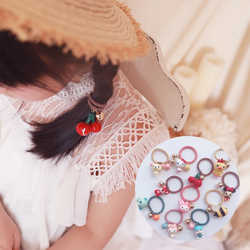 Детские резинки для волос милые эластичные повязки с мультяшными цветами