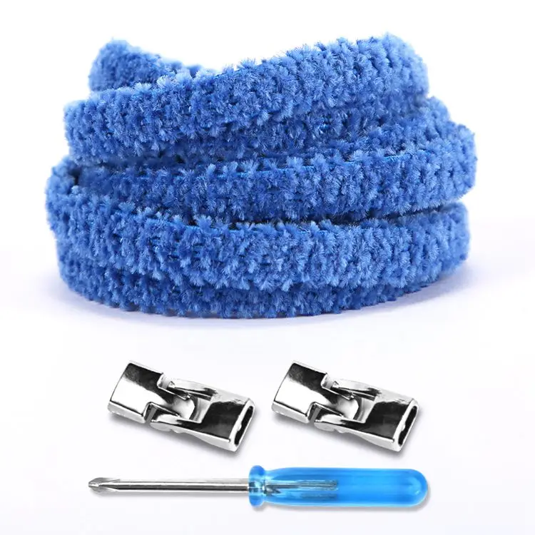 Синий Hook metal head Plush elastic shoelaces, suitable for children and adults lazy shoelaces, 15 colors optional, 8 colored metal he - Цвет: Синий