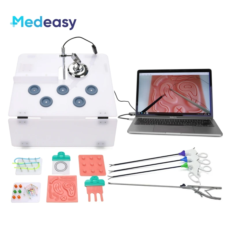 

Laparoscopic Surgery Simulator Trainer Training Box Endotrainer Complete Set with HD 1080P Endoscope Camera and 4 Instruments