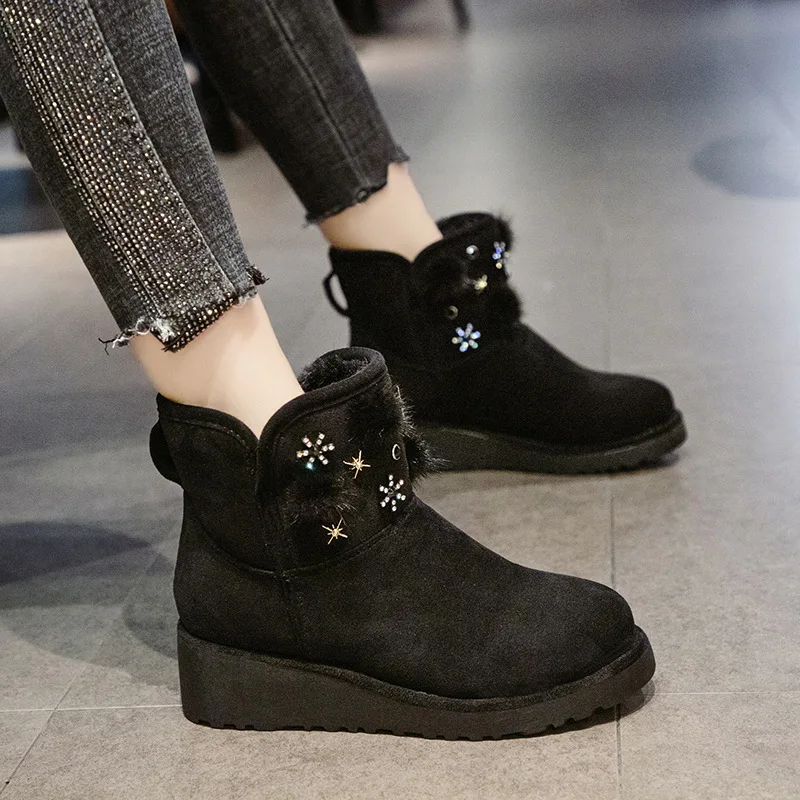 

W- Winter snow boots women's fashion trend wild outdoor activities plus velvet round head warm comfortable cotton shoes