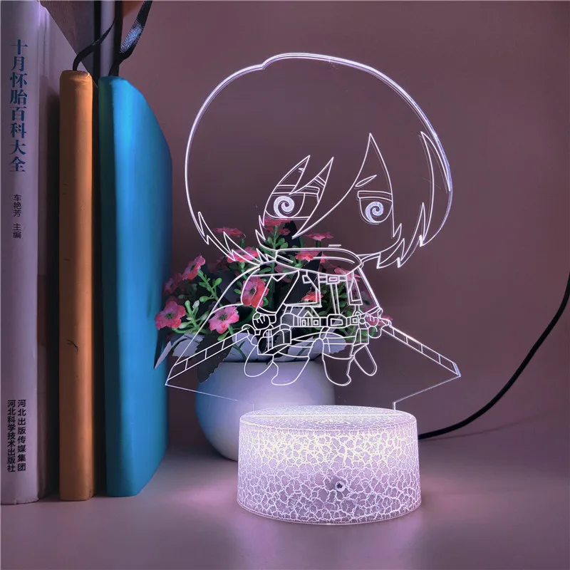 Приложение управления атака на Титанов Mikasa Ackerman ночник 3d иллюзия Лампа для