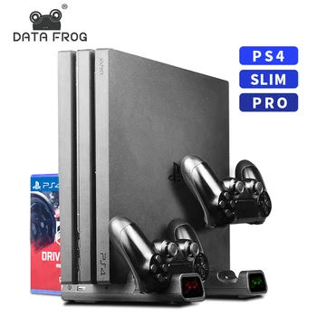 

Data Frog Vertical Stand Base for PS4/PS4 Pro/PS4 Slim with Charging Function Led Light Display Cooling Fan Universal for PS4