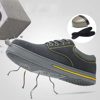 

Plus Size Outdoor Steel Toe Cap Safety Men Work Shoes Anti-slip breathable Steel Puncture Proof Construction Safety Boots Men