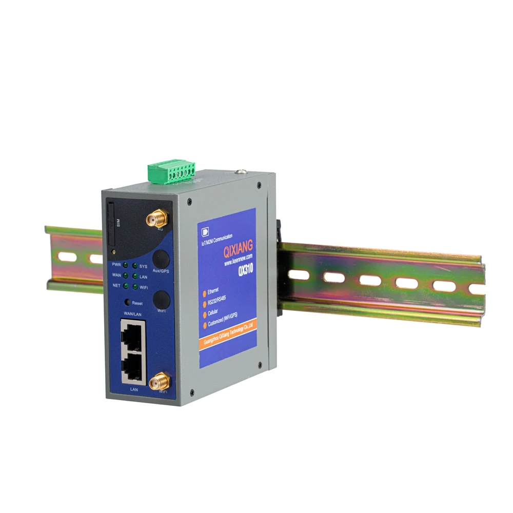 Qixiang Din Rail Industrial Wireless 4g Celullar Router with Dual Sim Card Slot RS232 RS485 for IoT M2M Application