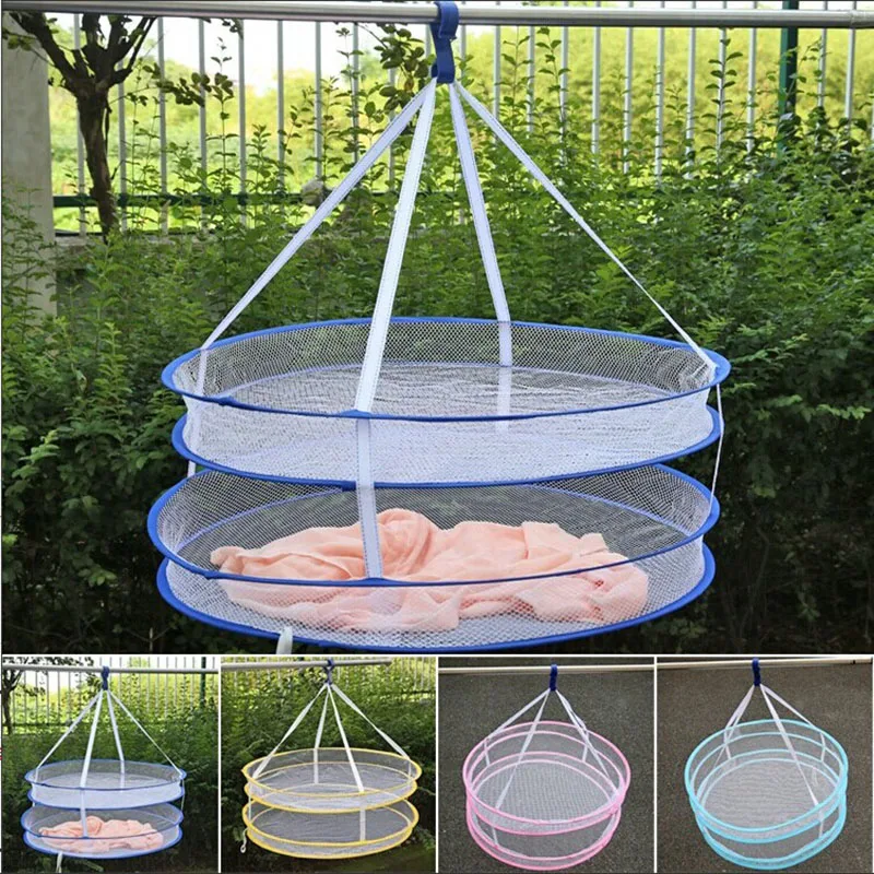 

Double Layer Drying Rack Folding Hang Clothes Laundry Basket Dryer Underwear Sweater Cloth Net Dry Mesh Rack Hanger
