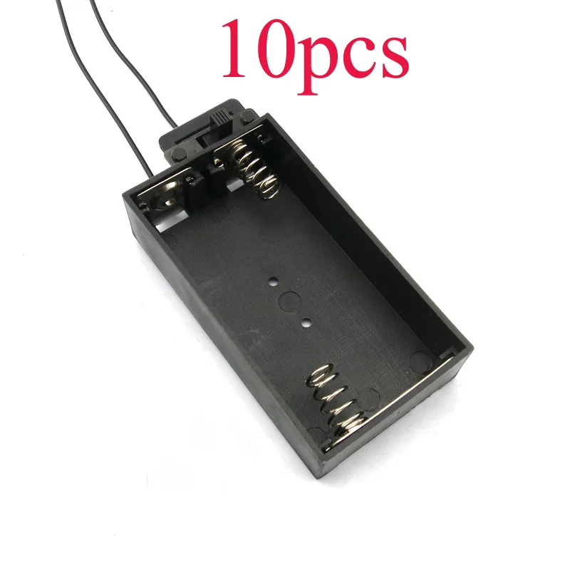 10PCS Simple 2 Slots AA Battery Box Holder Case with Lead Wire Switch Black/White Plastic Power Pack for DIY RC Model Toy Parts | Игрушки и