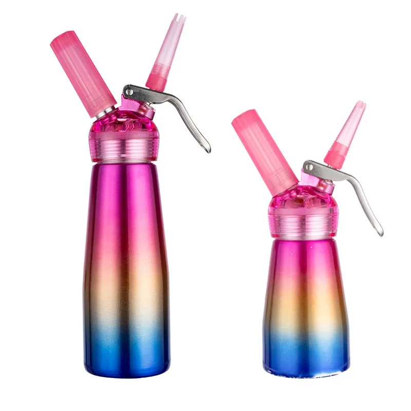 250/500ml rainbow Aluminium Whipped Cream Dispenser Kitchen Cream Whipper Dessert Tools foaming with Nozzles Dropper gift box